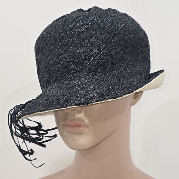 Vintage 1960s Yves Saint Laurent Paris - New York Woven/Straw Statement Hat main image 5